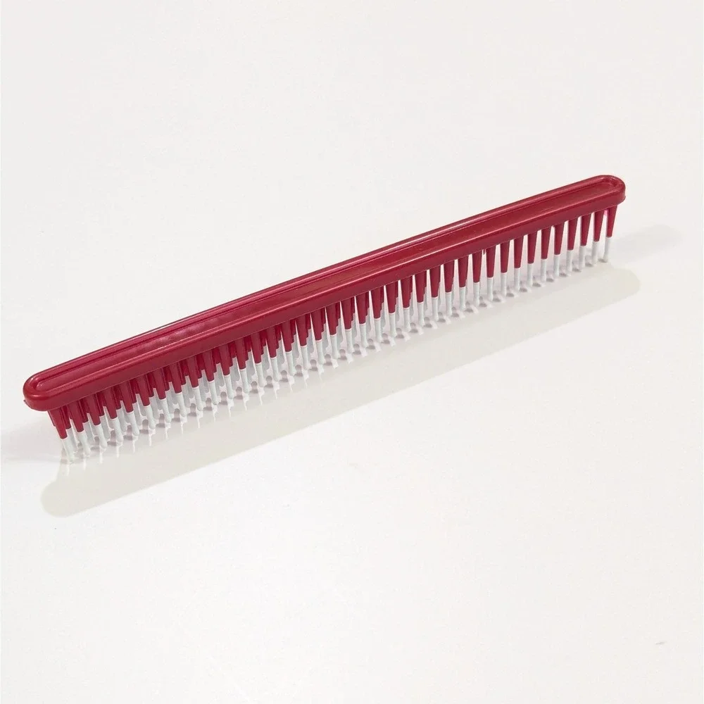 Vtg Mebco 3 Row Detangling Comb Hair 80s 90s Red White Double Twice Dipped